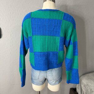 ASOS Design Crewneck Patchwork Sweater Top, Blue/Green 115221652